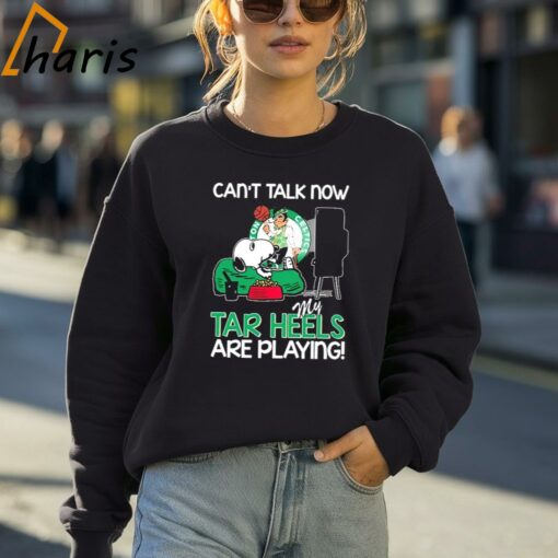 Snoopy Boston Celtics Can’t Talk Now My Tar Heels Are Playing Shirt