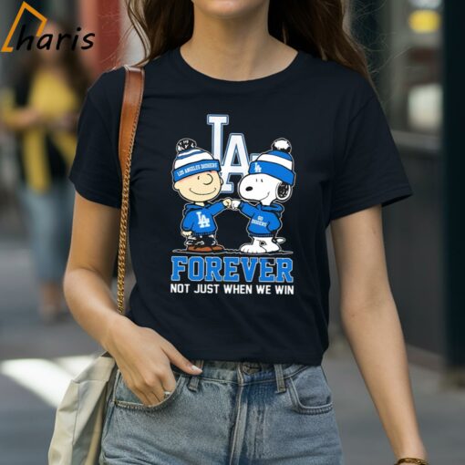 Snoopy Fist Bump Charlie Brown Los Angeles Dodgers Forever Not Just When We Win Shirt