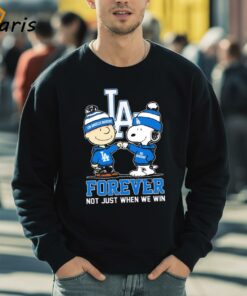 Snoopy Fist Bump Charlie Brown Los Angeles Dodgers Forever Not Just When We Win Shirt 5