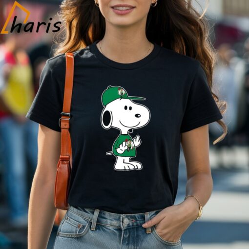 Snoopy NBA Boston Celtics Double Middle Fingers Fck You Shirt