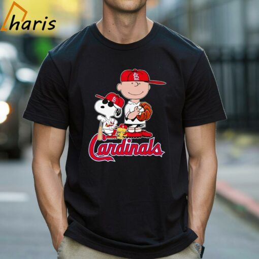 Snoopy Woodstock And Charlie Brown Fan Cardinals Baseball Shirt