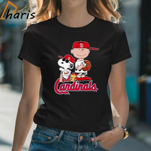 Snoopy Woodstock And Charlie Brown Fan Cardinals Baseball Shirt