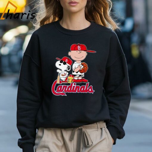 Snoopy Woodstock And Charlie Brown Fan Cardinals Baseball Shirt