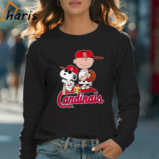 Snoopy Woodstock And Charlie Brown Fan Cardinals Baseball Shirt