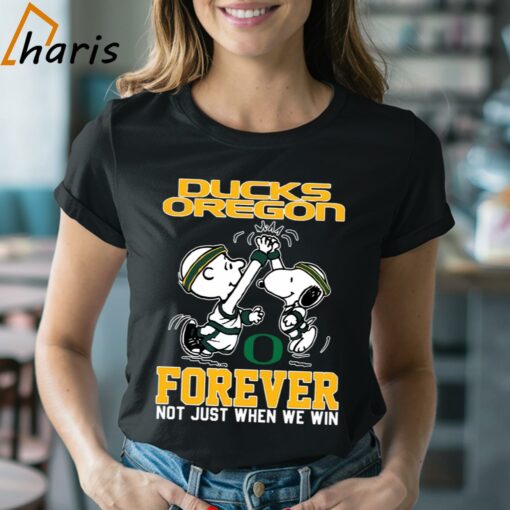 Snoopy and Charlie Brown Oregon Ducks High Five Forever Not Just When We Win Peanuts Shirt