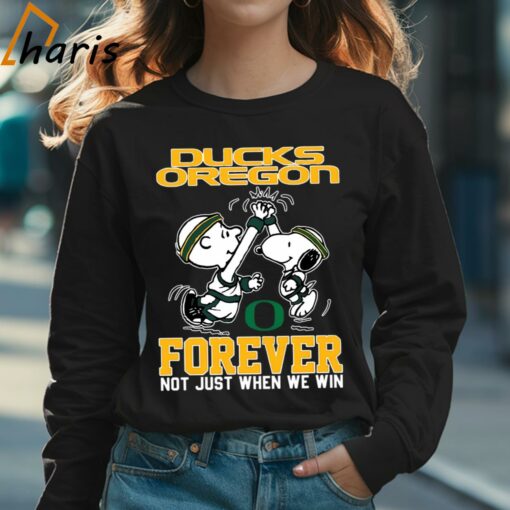 Snoopy and Charlie Brown Oregon Ducks High Five Forever Not Just When We Win Peanuts Shirt