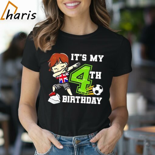 Soccer Boy Its My 4th Birthday Cartoon Shirt