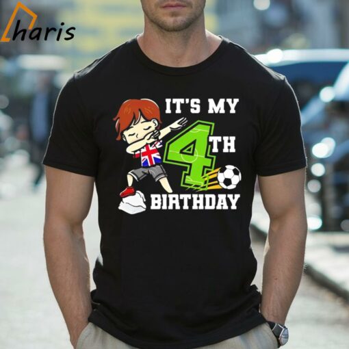 Soccer Boy Its My 4th Birthday Cartoon Shirt