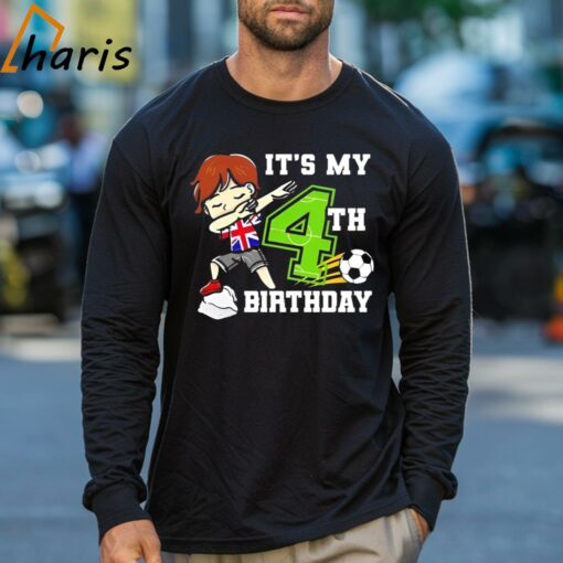 Soccer Boy Its My 4th Birthday Cartoon Shirt