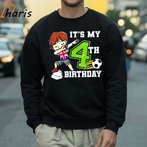 Soccer Boy Its My 4th Birthday Cartoon Shirt