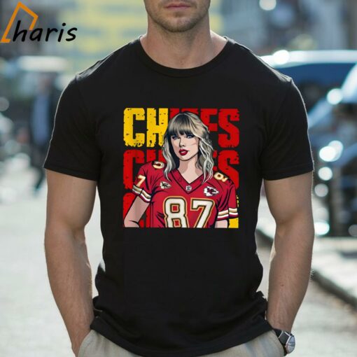 Taylor Hearts Kelce in Chiefs Shirt