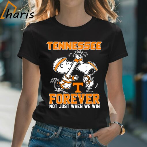 Tennessee Volunteers Forever Not Just When We Win Snoopy Charlie Brown High Five Shirt