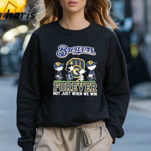 The Peanuts Movie Characters Milwaukee Brewers Abbey Road Forever Not Just When We Win Shirt