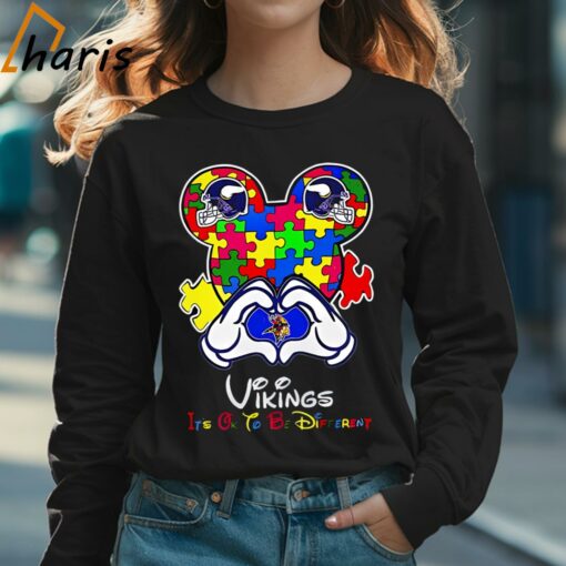 Vikings Mickey Mouse Love Autism It’s Ok To Be Different Shirt