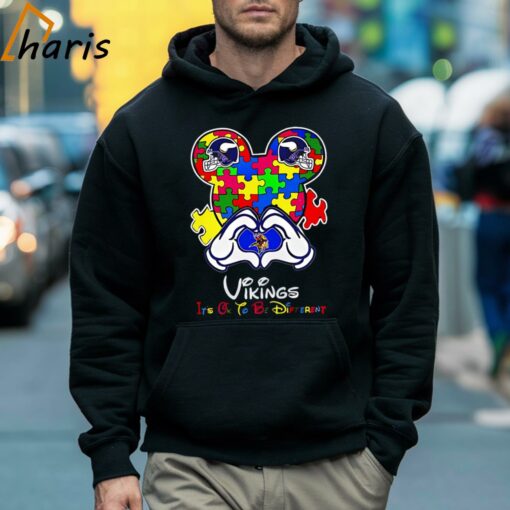 Vikings Mickey Mouse Love Autism It’s Ok To Be Different Shirt