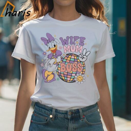 Wife Mom Boss Disco Ball Disney Daisy Duck Shirt