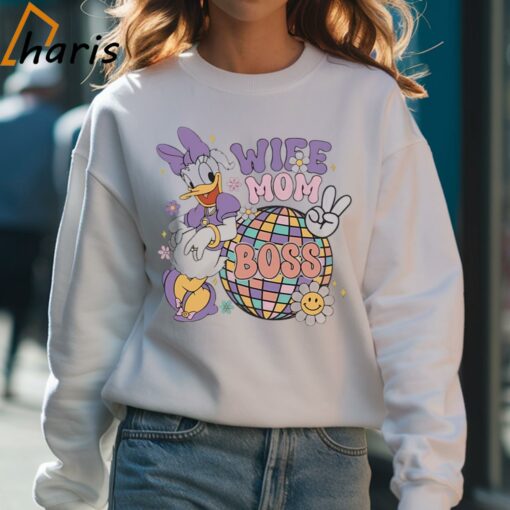 Wife Mom Boss Disco Ball Disney Daisy Duck Shirt