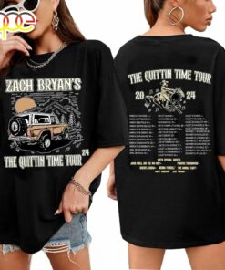 2024 Quittin Time Tour Oversized Shirt for Women Vintage Western Cowboy Graphic Tees