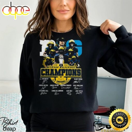 23 24 Michigan Wolverines Champions Member Signatures Shirt