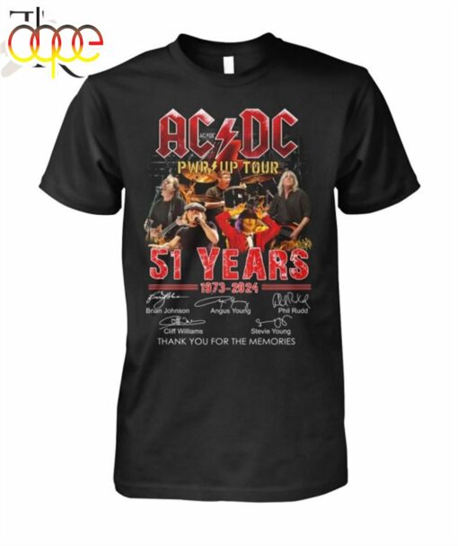 Acdc Pwr Up Tour 51 Years Of 1973 – 2024 Thank You For The Memories T-Shirt