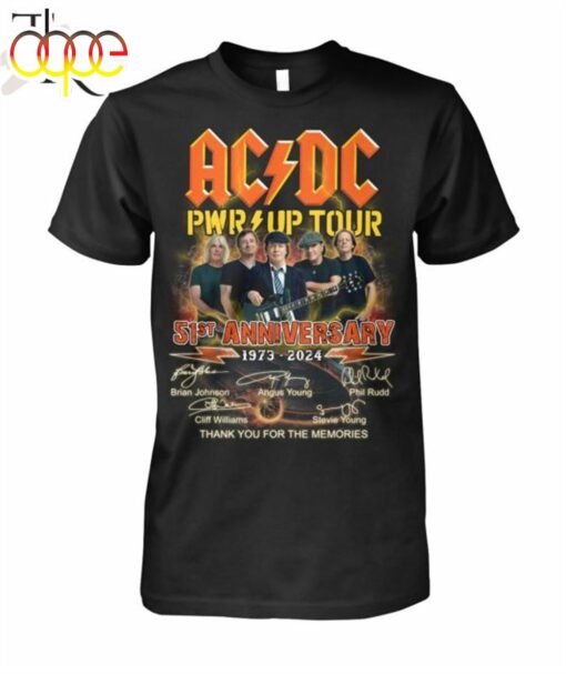 Acdc Pwr Up Tour 51st Anniversary 1973 – 2024 Thank You For The Memories T- Shirt