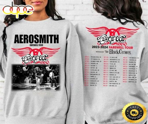 Aerosmith 2023-2024 Shirt, Peace Out Farewell Tour With The Black Crowes Tour Shirt