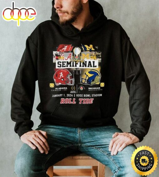 Alabama Crimson Tide Vs Michigan Wolverines Cfp Playoff Semifinal Rose Bowl 2024 Roll Tide Shirt