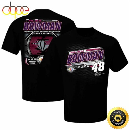 Alex Bowman Hendrick Motorsports Team Collection 2023 NASCAR Cup Series Schedule Black T-shirt