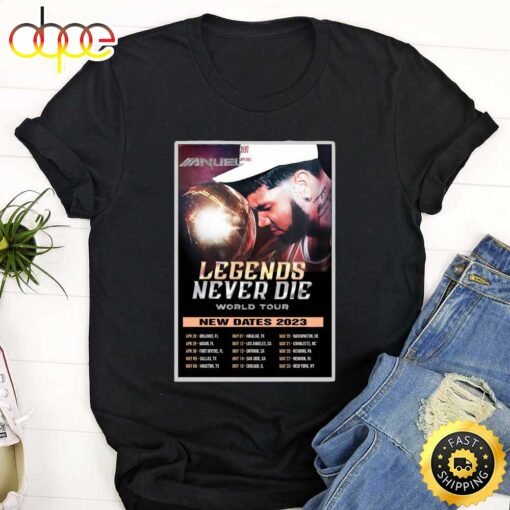 Anuel Aa Legends Never Die Newark Tour 2023 Tour List Black T-Shirt