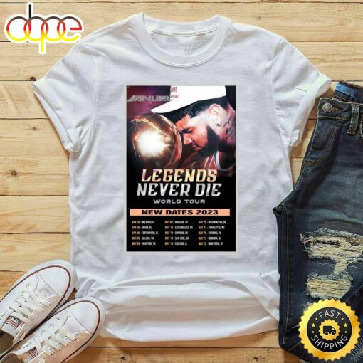 Anuel Aa Legends Never Die Newark Tour 2023 Tour List White T-Shirt