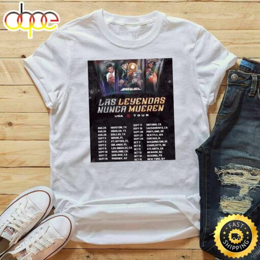 Anuel Las Leyendas Nunca Mueren Usa Tour 2023 Tour List White T-Shirt