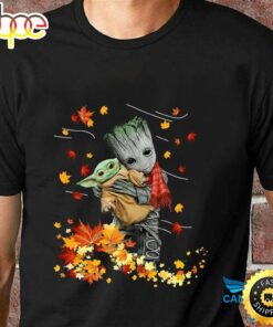 Autumn Groot Hug Baby Yoda Fall Thanksgiving T-Shirt