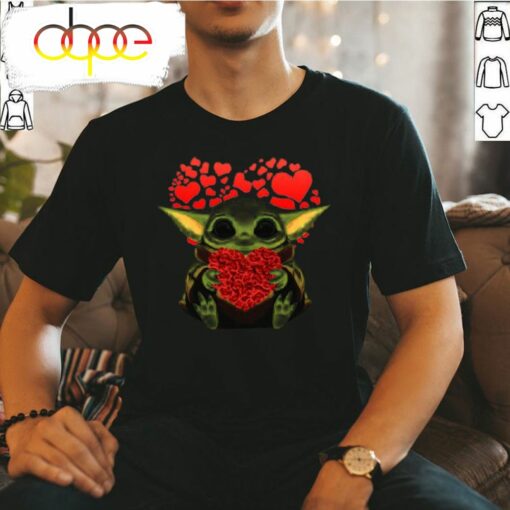 Baby Yoda Heart Roses Valentine Day T-Shirt