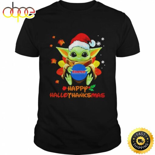 Baby Yoda Hug Costo Wholesale Happy Hallothanksmas Shirt