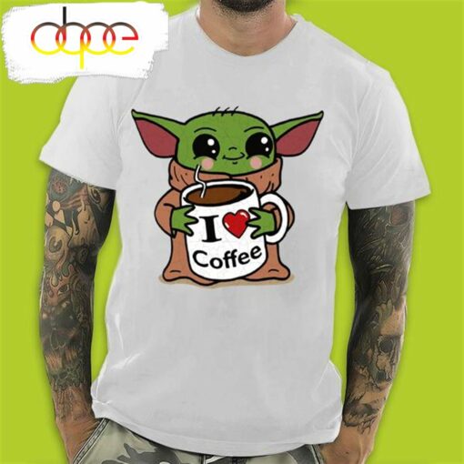 Baby Yoda I Love Coffee In Valentine’s Day T-Shirt