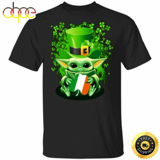 Baby Yoda St Patricks Day Unisex Black T-shirt