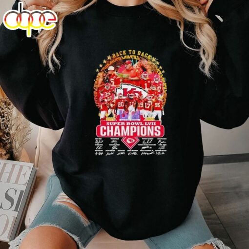 Back To Back 2023 2024 Super Bowl Lviii Champions Kansas City Chiefs Signatures Shirt Ladies Tee