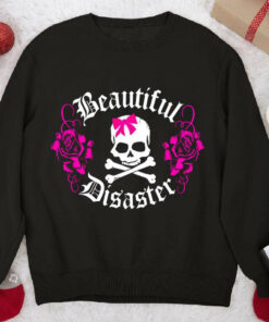 Beautiful Disaster Skull Crossbones Flower Sweatshirt