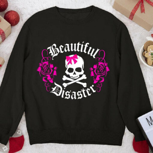 Beautiful Disaster Skull Crossbones Flower Sweatshirt