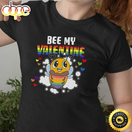 Bee My Valentine Bee LGBT Pride Month LGBTQ Rainbow Premium Valentines Day T-shirt