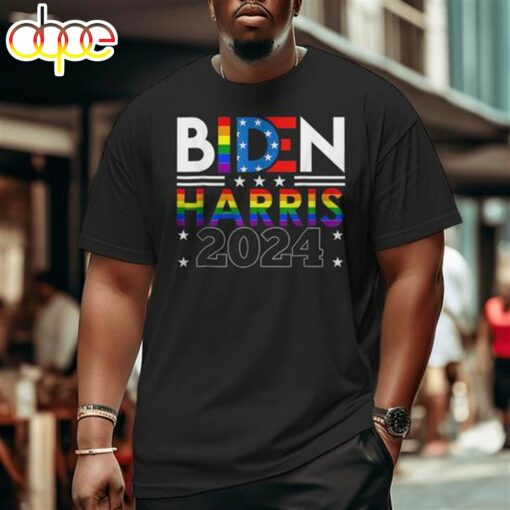 Biden Harris 2024 Rainbow Flag Gay Pride Lgbt Democrat Pride Month Funny Shirt