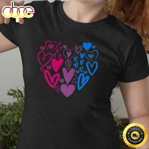 Bisexual Pride Hearts LGBTQ Bi Valentine Day Subtle LGBT Premium Valentines Day T-shirt