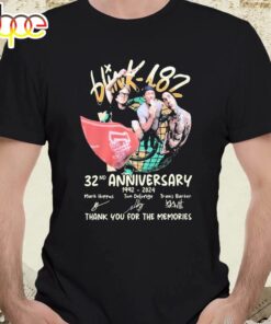 Blink-182 32nd Anniversary 1992 – 2024 Thank You For The Memories Signatures T-Shirt