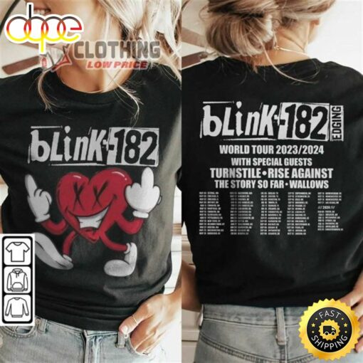 Blink-182 Tour 2023 Concert Merch, Blink-182 Music World Tour 2023-2024 With Special Guests T-Shirt