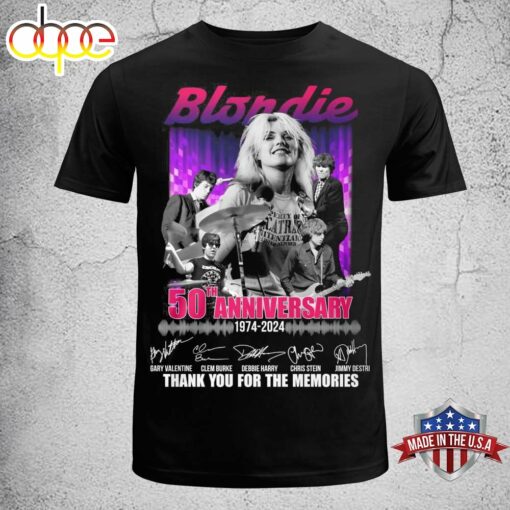 Blondie 50th Anniversary 1974-2024 Signatures Thank You For The Memories T-shirt