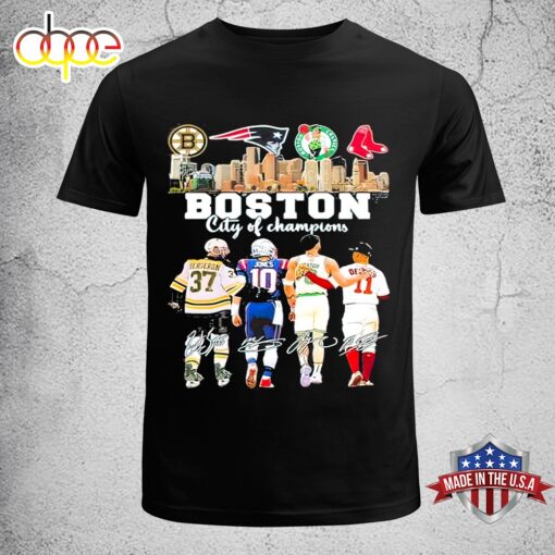 Boston Sports Teams City Of Champions Bergeron Jones Tatum And Devers Unisex T-Shirt