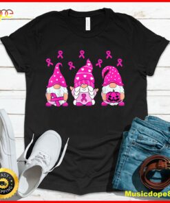 Breast Cancer Awareness Gnome Pumpkin Pink Ribbon Women Kids T-Shirt