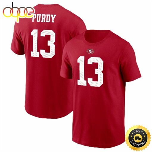 Brock Purdy San Francisco 49ers Player Name &amp Number Scarlet T-shirt