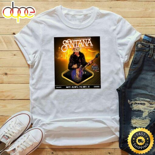 Carlos Santana Greatest Hits Live Tour 2023 White T-Shirt