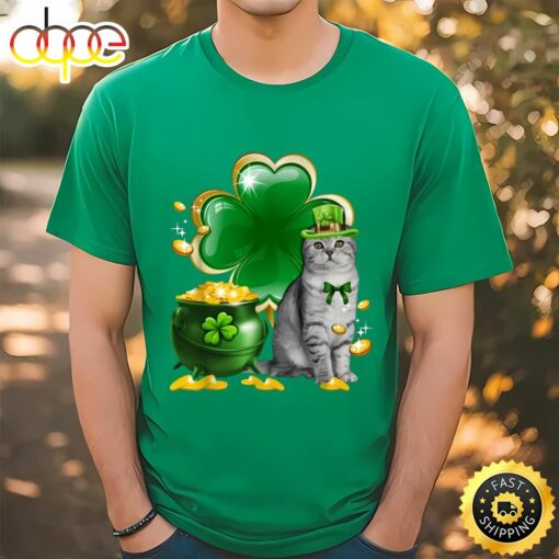 Cat Shamrock St Patricks Day Cat Irish T-Shirt